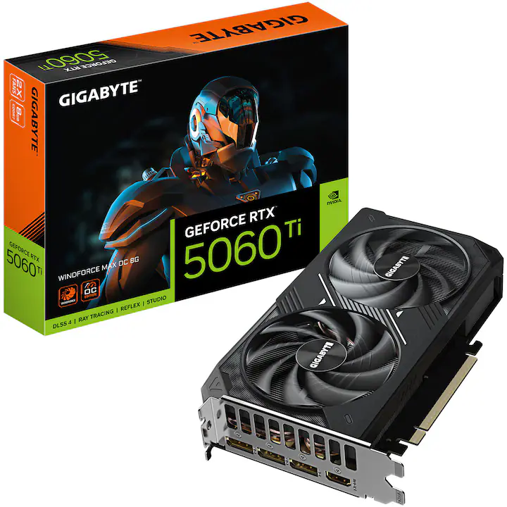 Placa video Gigabyte GeForce RTX 5060 Ti WINDFORCE MAX OC 8G,GDDR7,128 bit,Negru