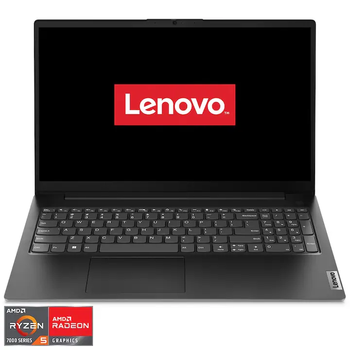 Laptop Lenovo V15 G4 AMN cu procesor AMD Ryzen™ 5 7520U pana la 4.3GHz, 15.6" Full HD, 16GB LPDDR5, 512GB SSD, AMD Radeon™ 610M Graphics, No OS, Business Black, 3y Courier or Carry-in