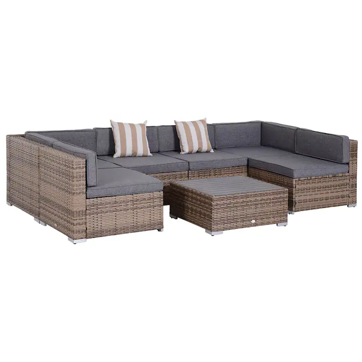 Set 7x lounge de gradina, Outsunny, Ratan, Maro