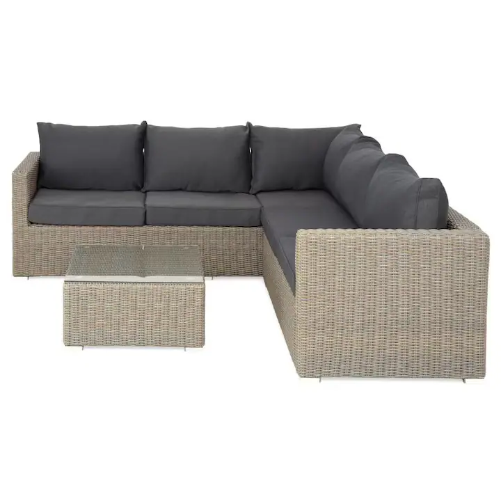 Coltar 3 piese, gradina/terasa, Maison Mex CASABOA, L.213/210 l.74 H.64cm, natur/gri