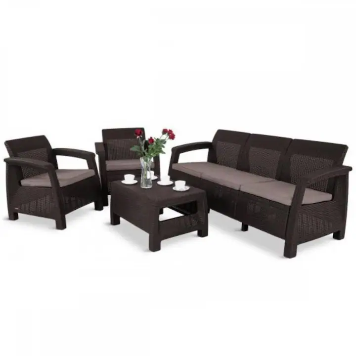 Set de mobilier de gradina, Keter Corfu Love duo in maro