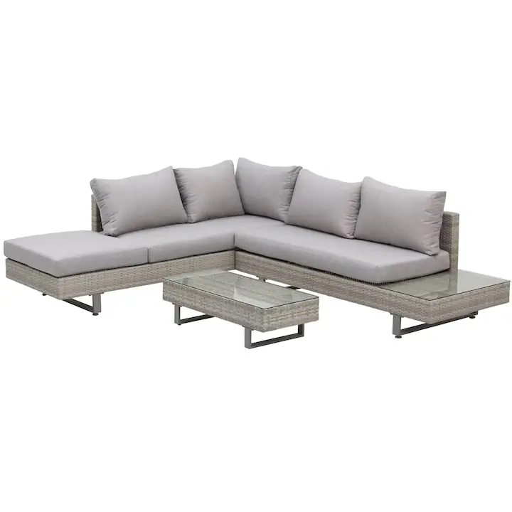 Set de lounge pentru gradina, Outsunny, Ratan, Gri