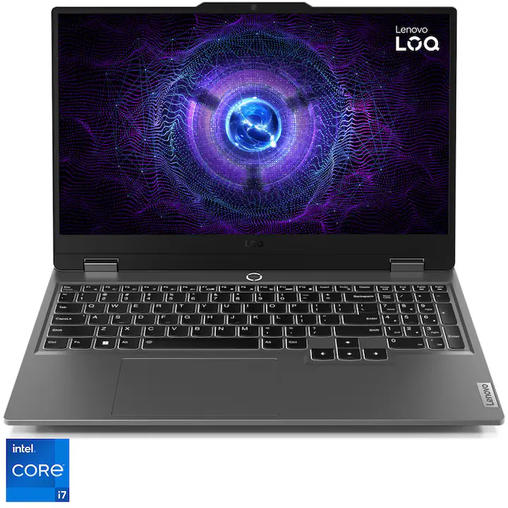 Laptop Gaming Lenovo LOQ 15IRX9 cu procesor Intel Core™ i7-13645HX pana la 4.9GHz, 15.6" Full HD, IPS, 144Hz, 16GB DDR5 RAM, 512GB SSD, NVIDIA GeForce RTX™ 4050 6GB GDDR6, No OS, Luna Grey, 3Y Courier
