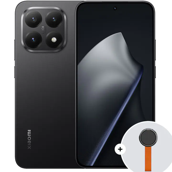 Telefon mobil Xiaomi 15T, 12GB RAM, 256GB ROM, 5G Black + Woven Strap Ring Stand