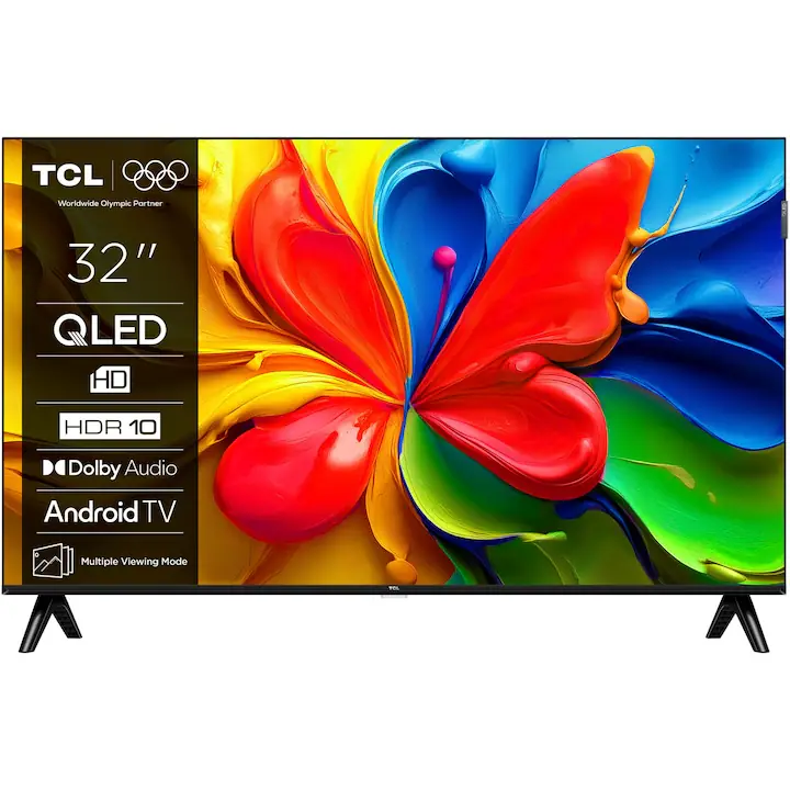 Televizor TCL QLED 32S4K, 80 cm, Smart Android TV, HD Ready, Clasa F