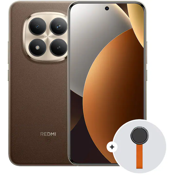 Telefon Mobil Xiaomi REDMI Note 15 Pro+, 12GB RAM, 512GB, 5G, Brown + Woven Strap Ring Stand