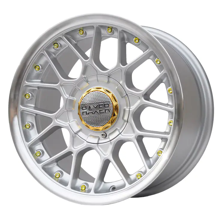Set 4 jante aliaj Haxer, HX025, 17x8 inch, 5x112, ET30, MS - lustruit + argintiu