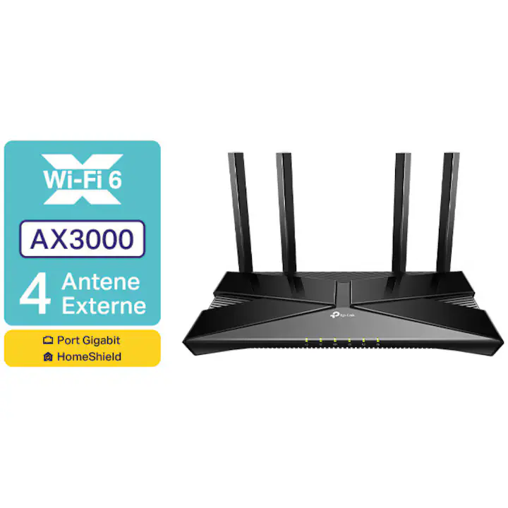 Router Wireless TP-Link Archer AX53, AX3000, Dual-Band, Wi-Fi 6, Dual-Core CPU, OFMA, Beamforming, HomeShield Security, Ultra-Low Latency, OneMesh™