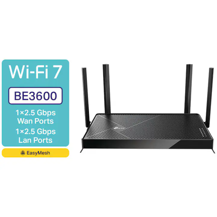 Router Wireless TP-Link Archer BE230, BE3600, Dual-Band, Wi-Fi 7, MLO, HomeShield, EasyMesh