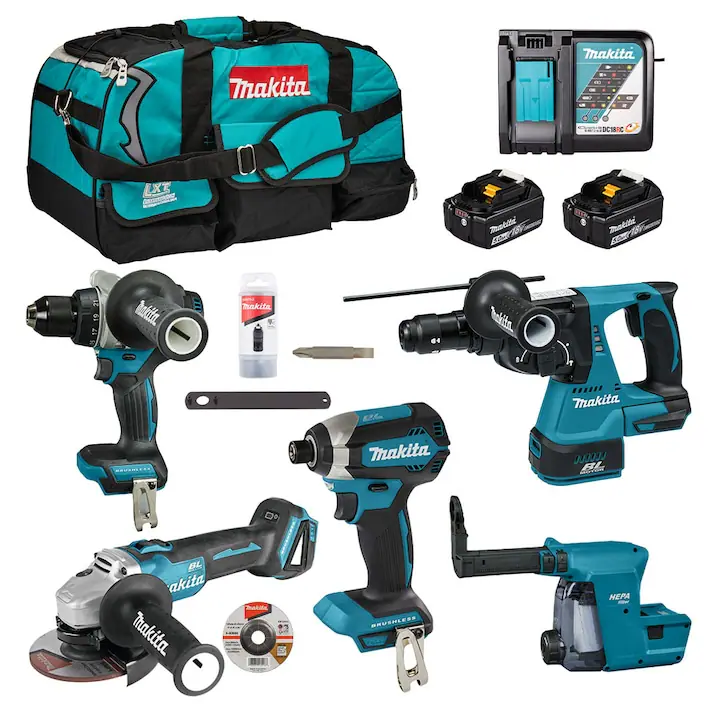 Masina de gaurit Makita DLX4194TX1 18V, 4 unelte, 2 acumulatori 5Ah, geanta transport