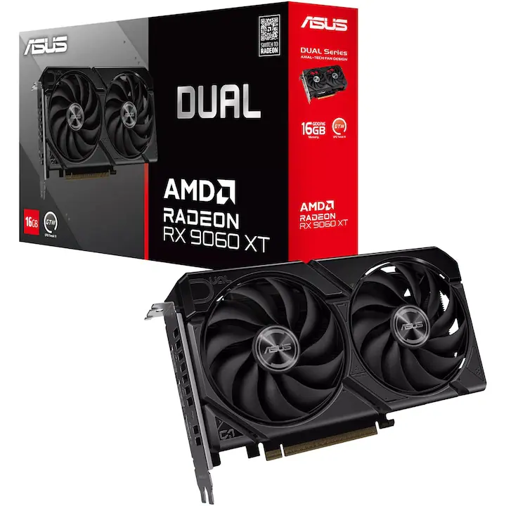 Placa video ASUS Dual Radeon™ RX 9060 XT, 16GB GDDR6, 128-bit