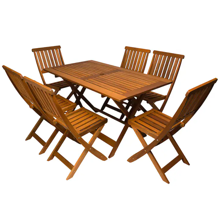 Set mobilier terasa / gradina cu masa Bremen si 6 scaune pliabile, din lemn de Meranti