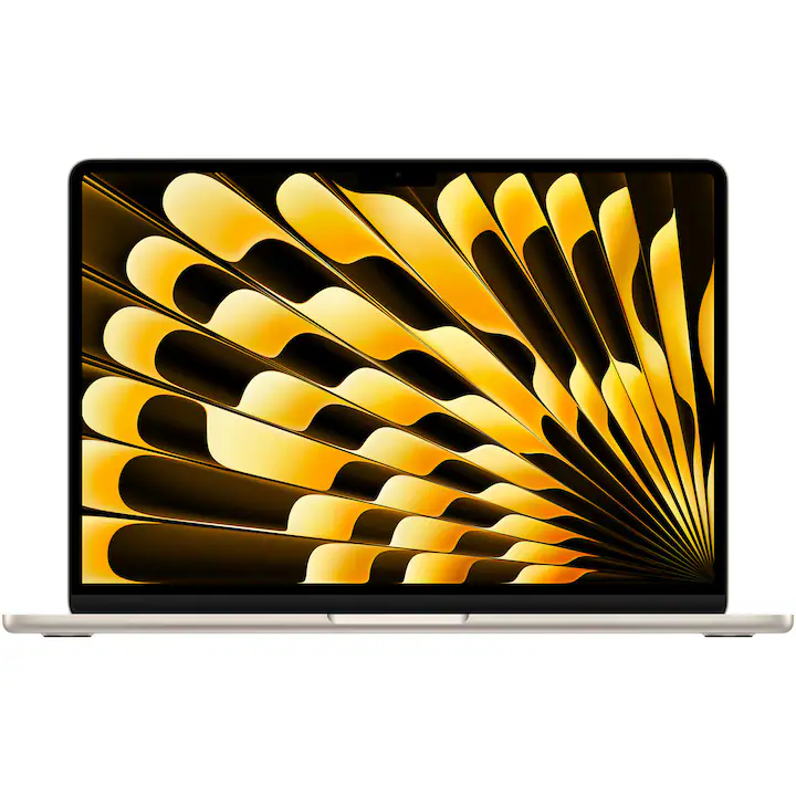 Apple MacBook Air 13'' cu procesor Apple M5, 10 nuclee CPU, 8 nuclee GPU, 16GB RAM, 512GB SSD, Starlight, Tastatura Internationala, Manual RO