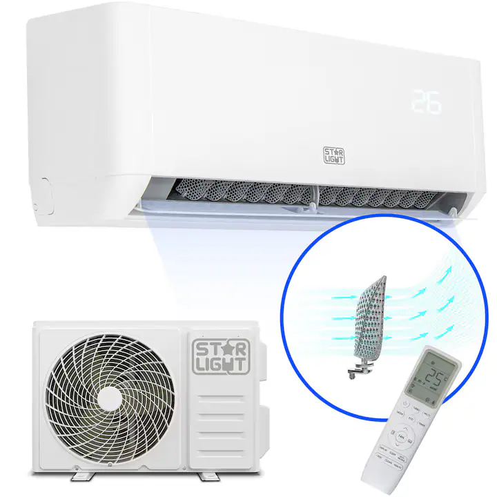 Aparat de aer conditionat Star-Light 12000 BTU Wi-Fi, Clasa A+++/A++, Gent-Wind Technology, 3D Air Flow, 3D Inverter, Dezumidificare inteligenta, Follow me, Functie incalzire, Display, ACT-12TSWF, Alb