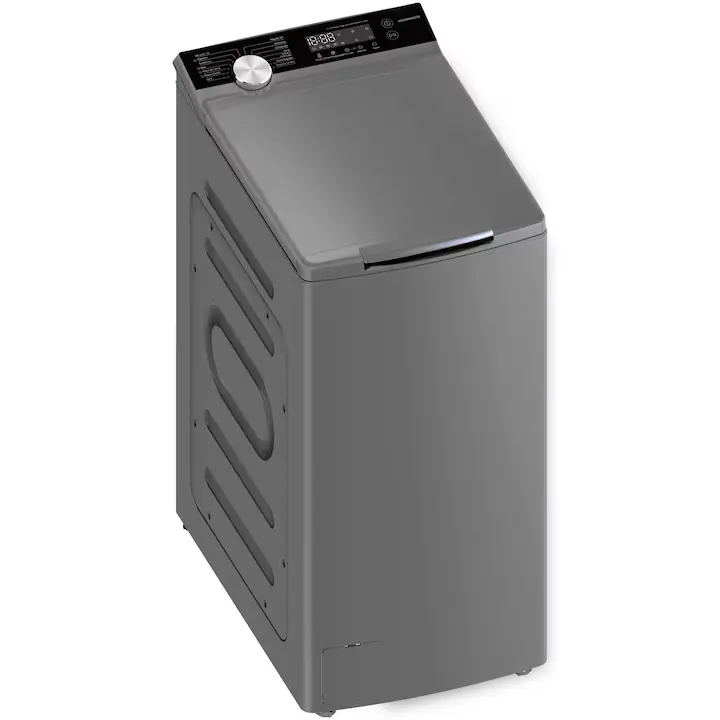 Masina de spalat rufe cu incarcare verticala Heinner HWM-TL8013IVKSA+++, 8kg, 1300rpm, clasa A, motor inverter, 15 programe, control touch, display digital, program rapid 15min, functie start intarziat, selector temperatura,blocare acces copii, argintiu