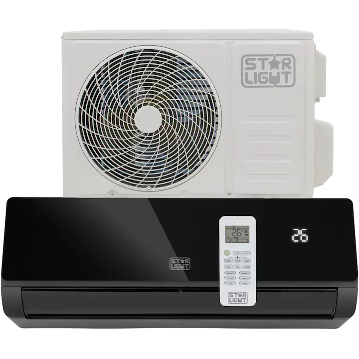 Aparat de aer conditionat Star-Light ACT-12XPBW, AI control, Control WiFi, 12000 BTU, Clasa A++, 3D Air Flow, I Feel, Functie incalzire, Negru
