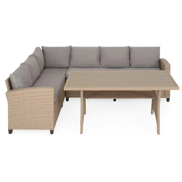 Coltar 3 piese cu spatiu pentru depozitare gradina/terasa Maison Mex BAXTER 236x179x73 natur/bej