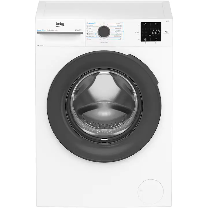 Masina de spalat rufe Beko BM3WFSU38413WB, 8 Kg, 1400 RPM, Clasa A, SteamCure, Recycled Tub, ProSmart Inverter Motor, AddXtra, WaterMode, ColdWash, Alb