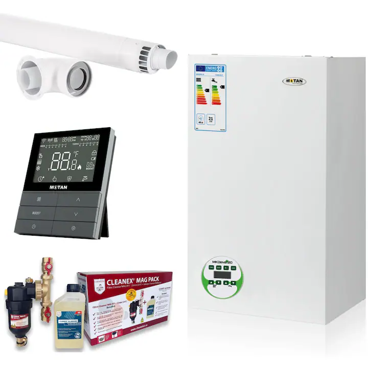 Set Centrala termica Motan MKDens 21/23kw + Pachet Cleanex AntiMagnetita + Termostat fara fir