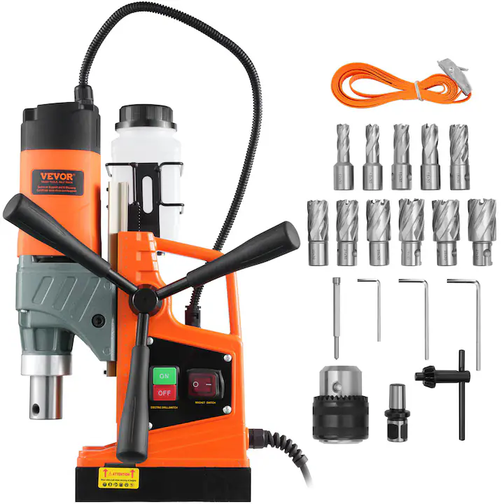 Masina de gaurit cu talpa magnetica si set 11 freze carote 1450W Bormasina Magnetica cu carote