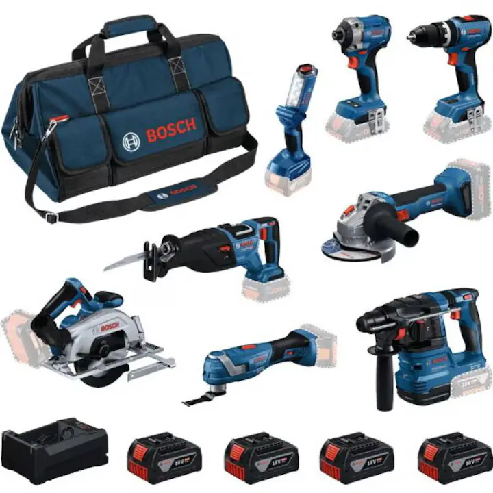 Set scule electrice Bosch Professional PRO DEALS + Klium BONUS DEALS, 8 scule, 18V, 4x 5.0Ah, AMPShare