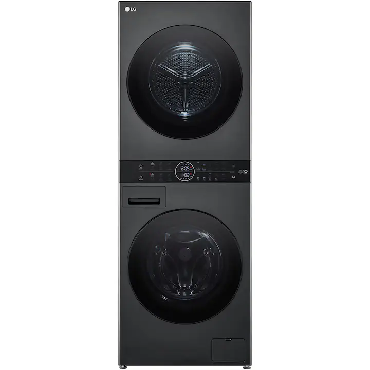 Masina de spalat rufe cu uscator LG WT1210BBF, Spalare 12 kg, Uscare 10 kg, 1400 RPM, Steam, TurboWash 360, Clasa A/C, Negru/Negru