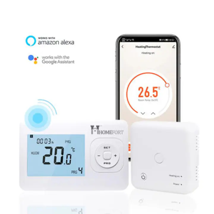 Termostat de ambient cu internet WiFI HomeFort fara fir pentru centrala termica