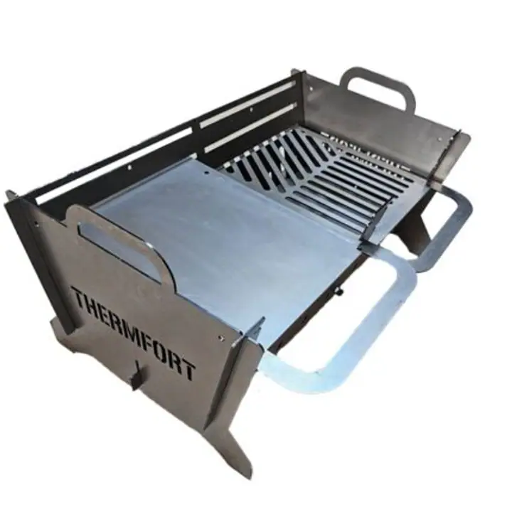Gratar gradina cu carbuni demontabil, pliabil, camping, reglabil, tabla de 3mm – 600x380mm