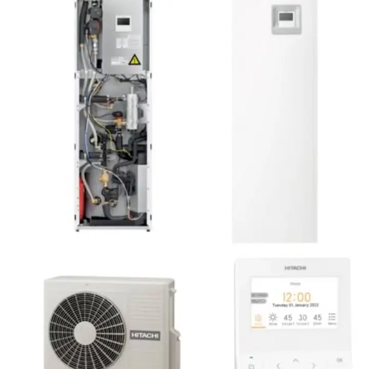 Pompa de caldura aer-apa split cu boiler incorporat de 220 litri Hitachi Yutaki S60 Combi, R32, 6 kW, monofazata, clasa energetica A+++