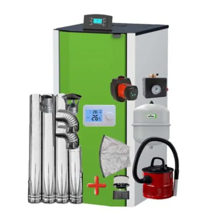 Centrala peleti Mareli compacta Matera 24kW Mareli – insclus kit evacuare, termostat AMB, aspirator cenusa, pompa digitala, grup siguranta, vas expansiune