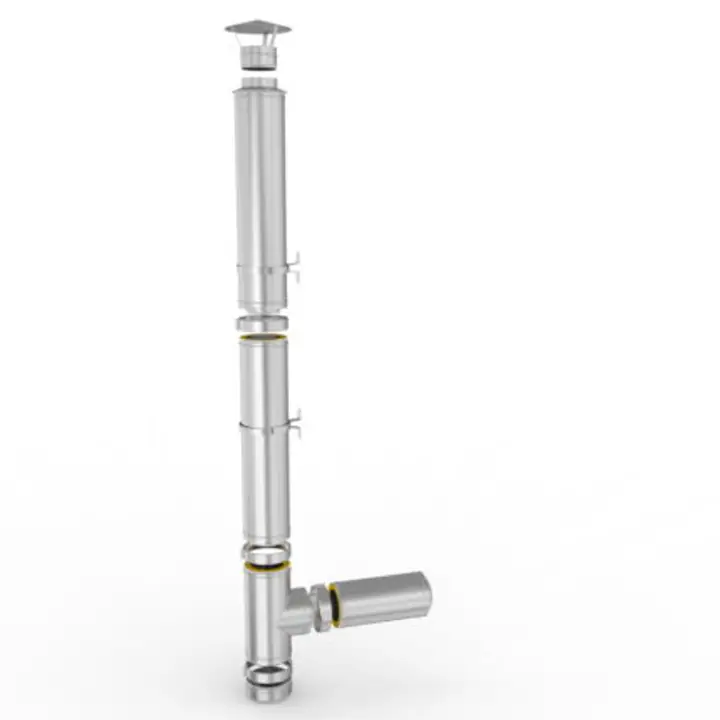 Kit cos de fum din inox izolat, inaltime 5 m, D-120 mm, suspendat
