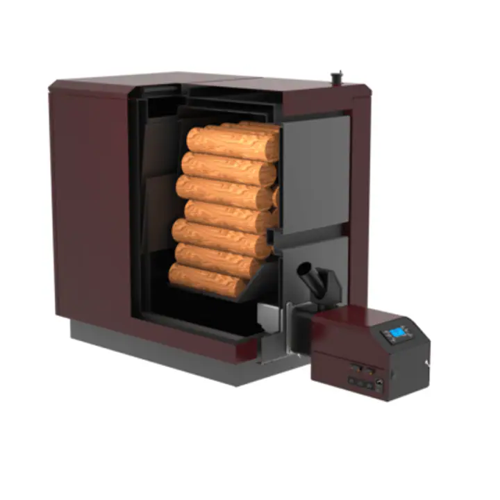 Cazan mixt Mareli peleti/lemne CBW 50kW – randament 92%, ventilator exhaustor