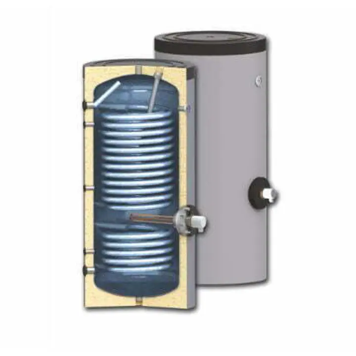 Boiler apa calda 300l pentru pompa de caldura si panou solar- doua serpentine