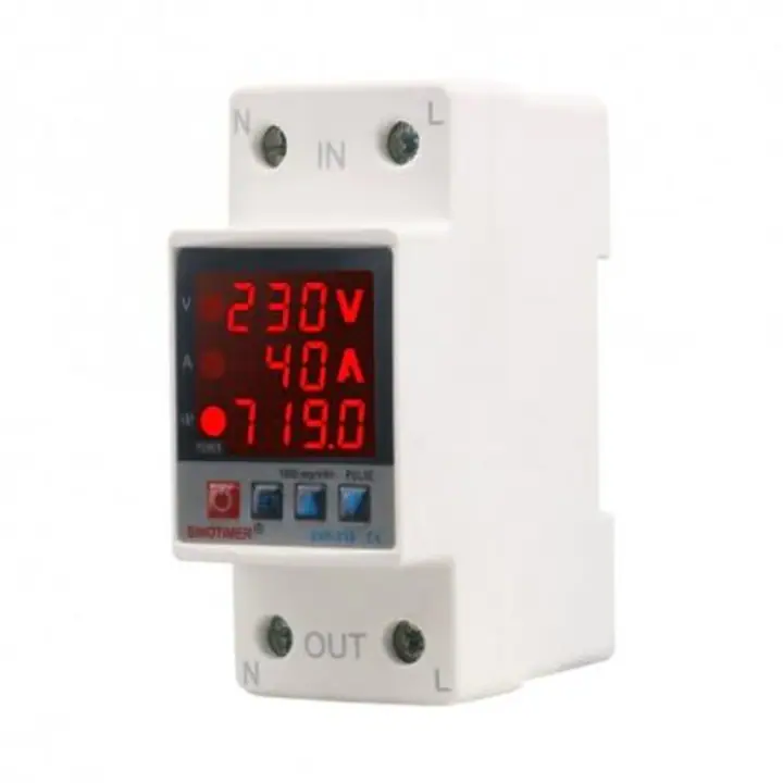 Releu digital monofazic de protectie tensiune si curent 1- 40A, consum KW, ecran digital LED