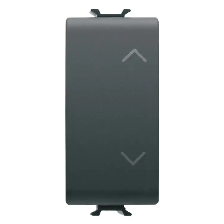 Intrerupator cu 3 stari Gewiss chorus GW12121, 10A, incastrat, modular – 1, simbol UP – DOWN, negru satinat