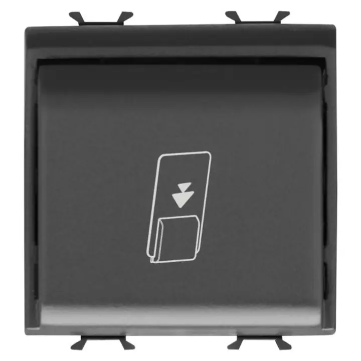 Intrerupator universal cu cartela GW12039 – 1P NA 16AX – Iluminabil – 2 Module – negru satinat