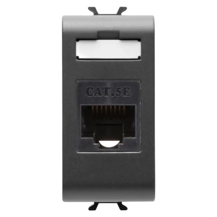 Priza date GW12421, RJ45 cat. 5E, incastrata, modulara – 1 m, negru satinat