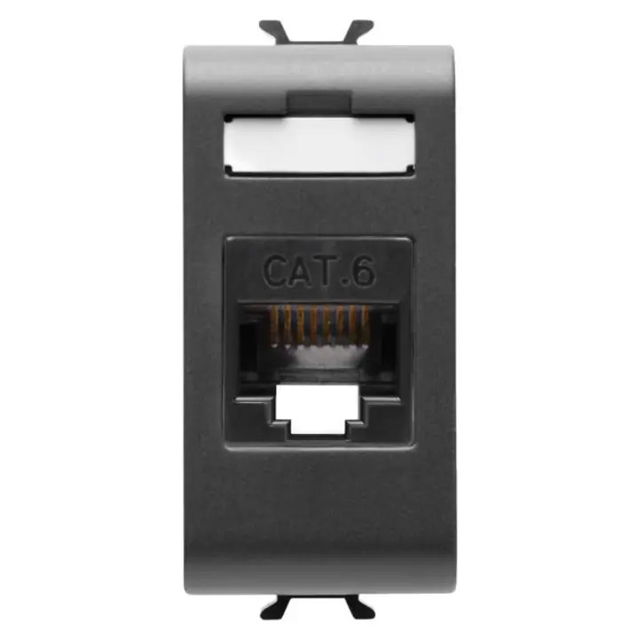 Priza date GW12423, RJ45 cat. 6, incastrata, modulara – 1 m, negru satinat