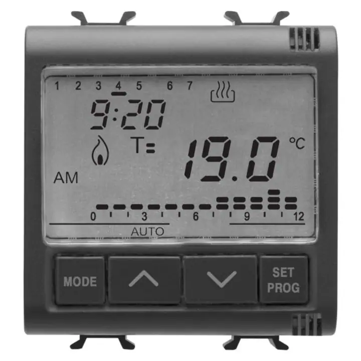 Termostat temporizat – programară zilnică/săptămânală, GW12703, negru satinat