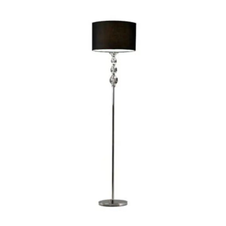 Lampadar Rea II negru din metal, textil si sticla