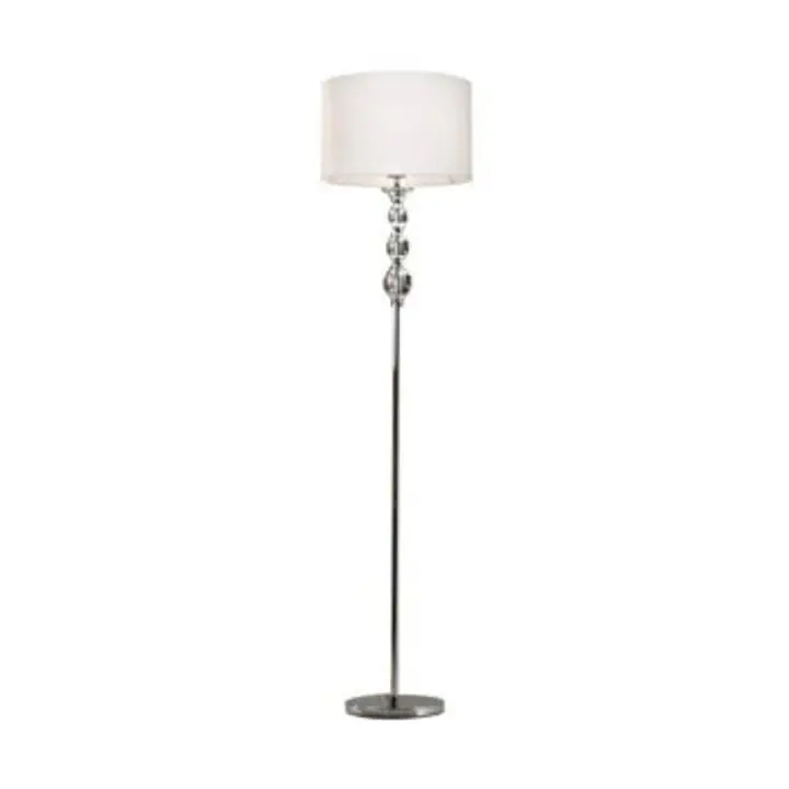 Lampadar Rea II alb din metal, sticla si textil
