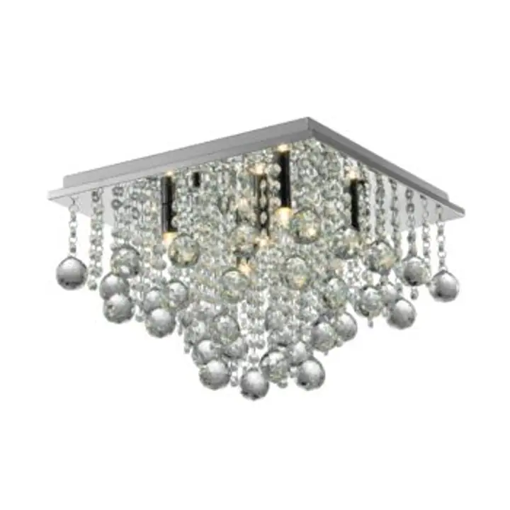 Plafoniera Rangel argintie din metal si cristal