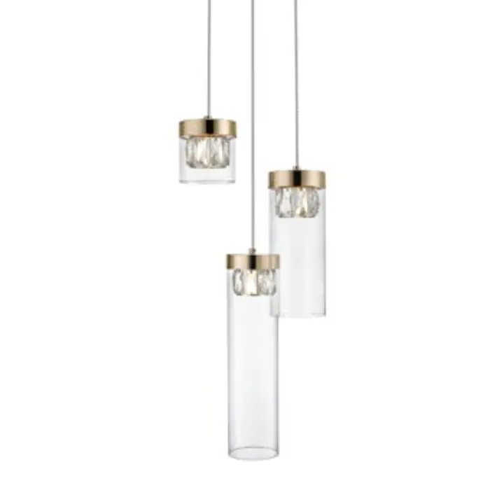 Lustra Gem cu 3 brate aurie din metal si cristal
