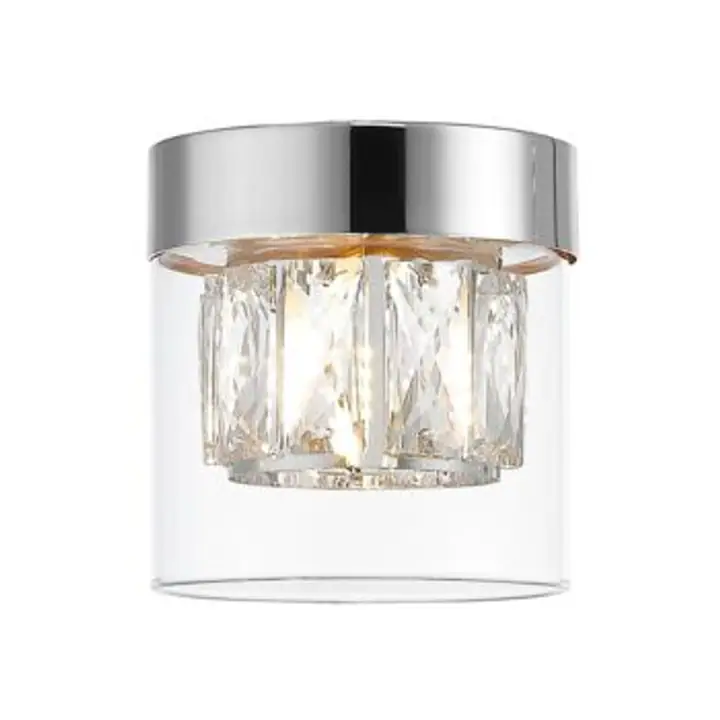 Plafoniera Gem crom din metal, cristal si sticla