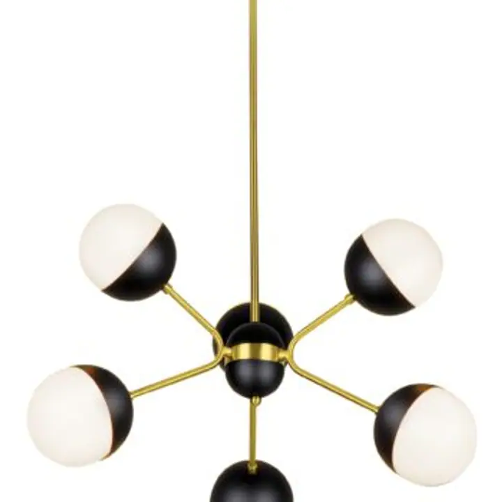 Lustra cu 6 barte Orbit Alb, Negru , Auriu