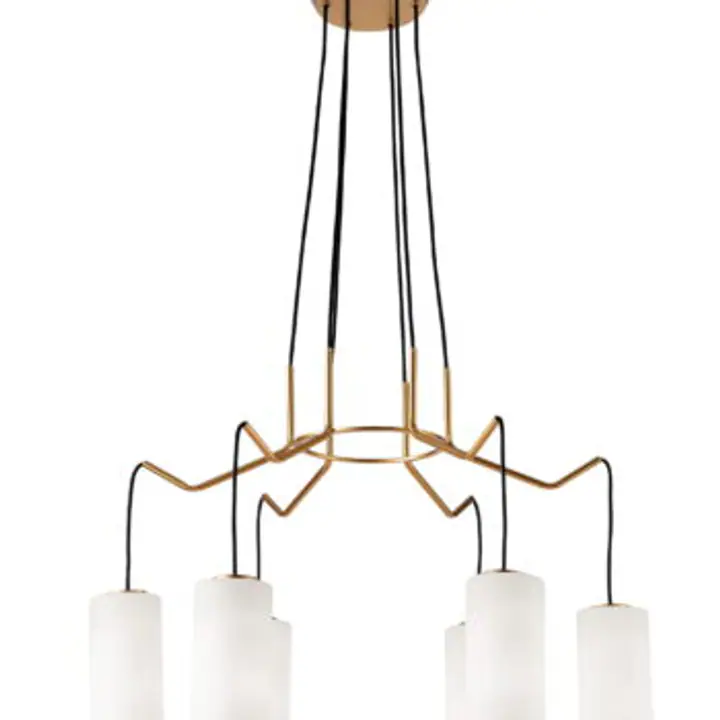 Candelabru cu 6 brate Elenor Auriu, Alb, Negru